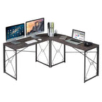 VECELO L-shaped Corner Computer Desk Home Office Writing Workstation, 59 inch Gaming Table