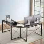 VECELO L-shaped Corner Computer Desk Home Office Writing Workstation, 59 inch Gaming Table