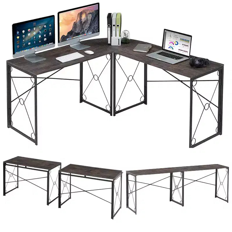 VECELO L-shaped Corner Computer Desk Home Office Writing Workstation, 59 inch Gaming Table