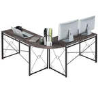 VECELO L-shaped Corner Computer Desk Home Office Writing Workstation, 59 inch Gaming Table