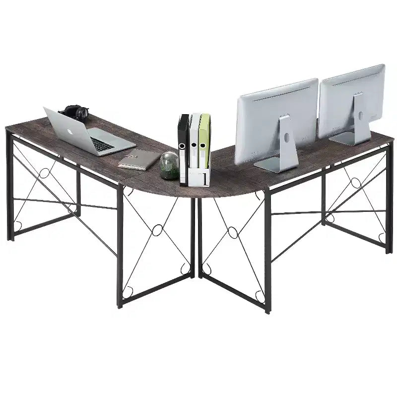 VECELO L-shaped Corner Computer Desk Home Office Writing Workstation, 59 inch Gaming Table