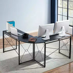 VECELO L-shaped Corner Computer Desk Home Office Writing Workstation, 59 inch Gaming Table