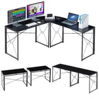 VECELO L-shaped Corner Computer Desk Home Office Writing Workstation, 59 inch Gaming Table