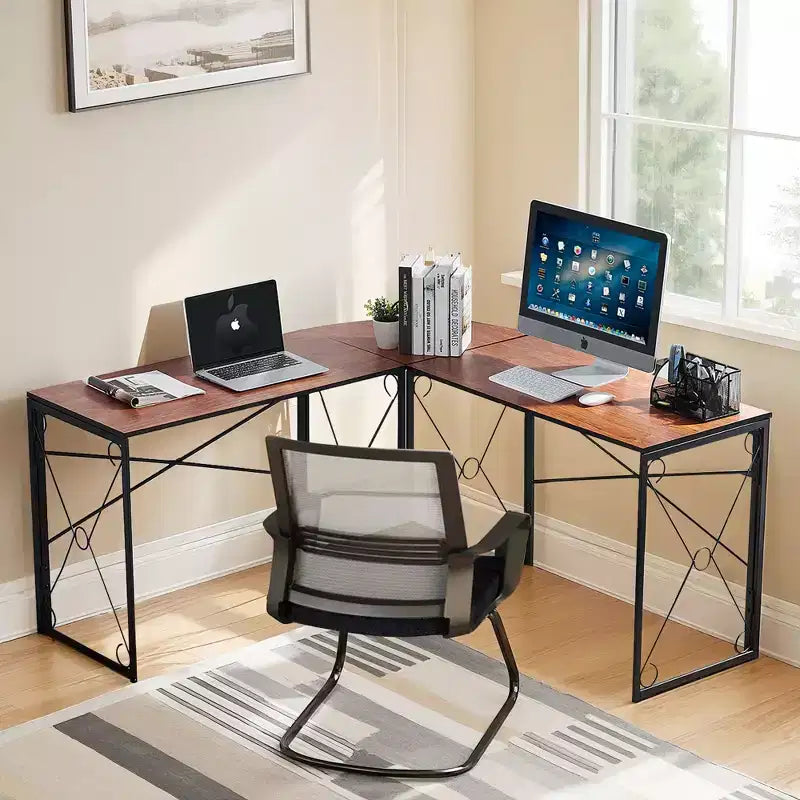 VECELO L-shaped Corner Computer Desk Home Office Writing Workstation, 59 inch Gaming Table