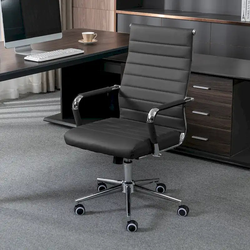 Sedia da ufficio ergonomica in pelle PU, regolabile in altezza e girevole