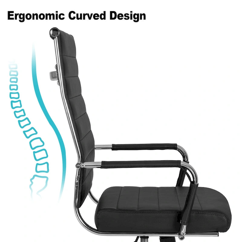 Sedia da ufficio ergonomica in pelle PU, regolabile in altezza e girevole