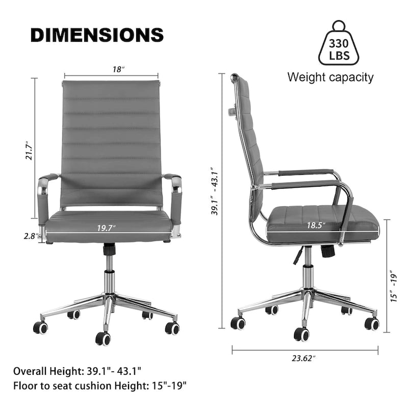 Sedia da ufficio ergonomica in pelle PU, regolabile in altezza e girevole
