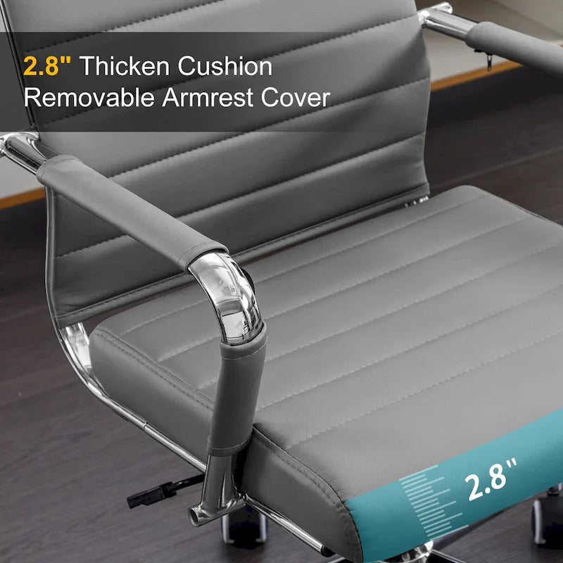 Sedia da ufficio ergonomica in pelle PU, regolabile in altezza e girevole