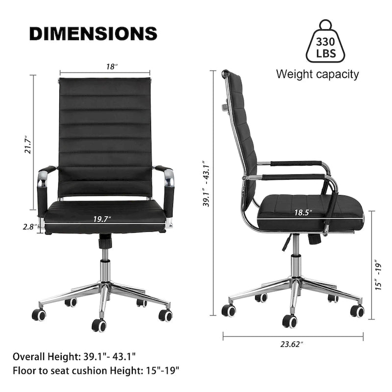 Sedia da ufficio ergonomica in pelle PU, regolabile in altezza e girevole