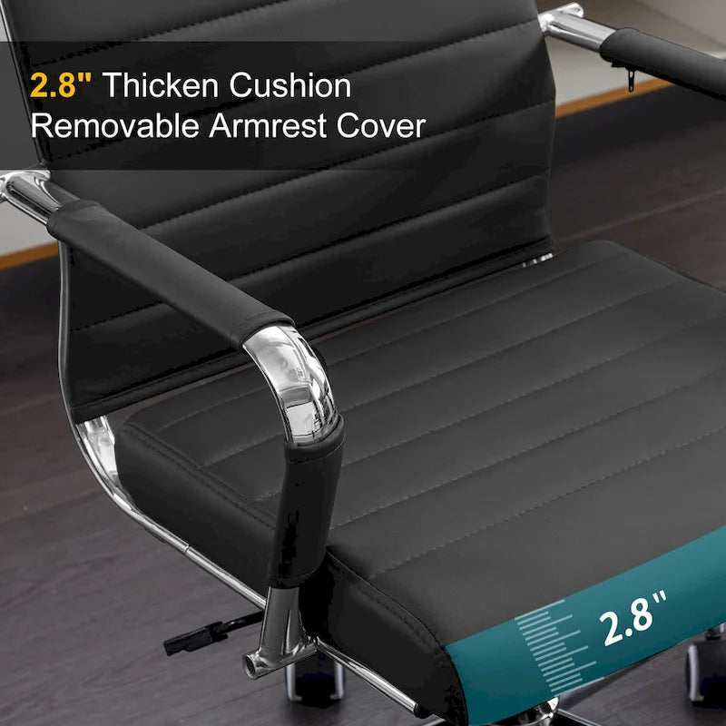 Sedia da ufficio ergonomica in pelle PU, regolabile in altezza e girevole
