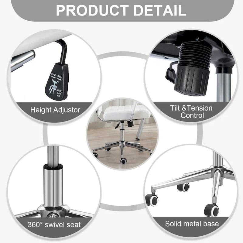 Sedia da ufficio ergonomica in pelle PU, regolabile in altezza e girevole