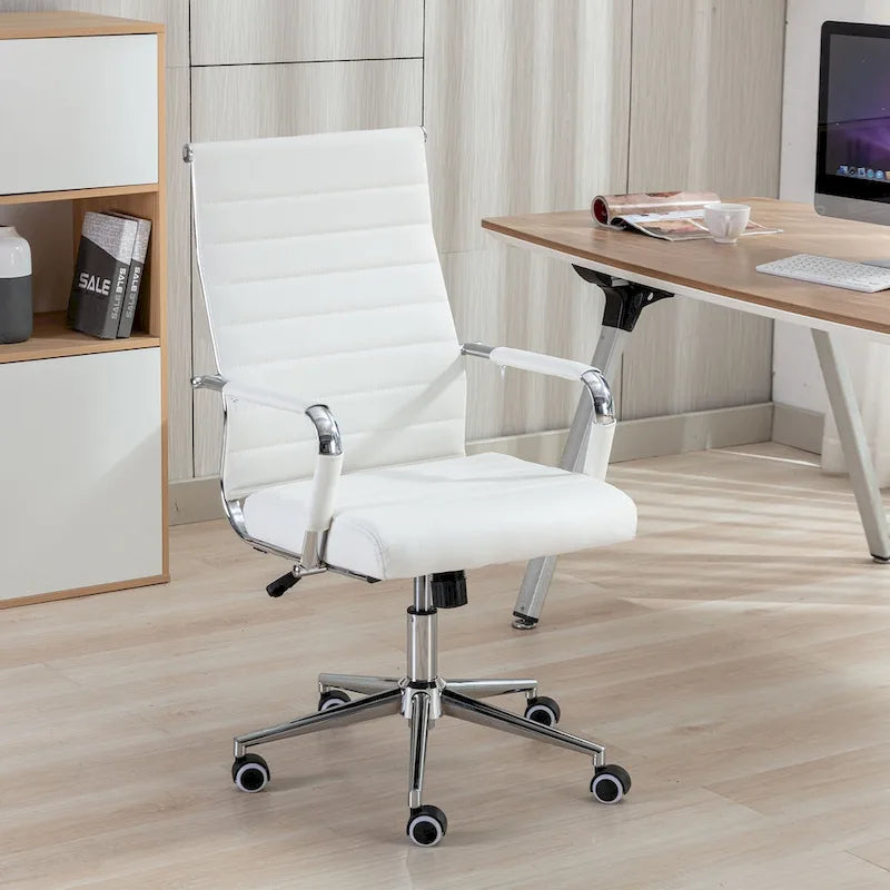 Sedia da ufficio ergonomica in pelle PU, regolabile in altezza e girevole
