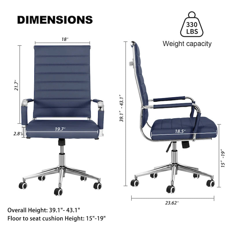 Sedia da ufficio ergonomica in pelle PU, regolabile in altezza e girevole