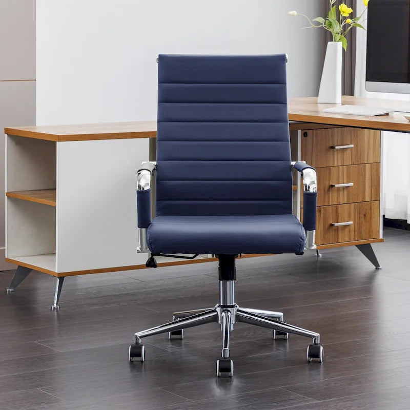 Sedia da ufficio ergonomica in pelle PU, regolabile in altezza e girevole