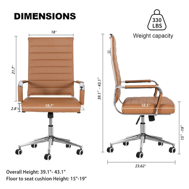 Sedia da ufficio ergonomica in pelle PU, regolabile in altezza e girevole