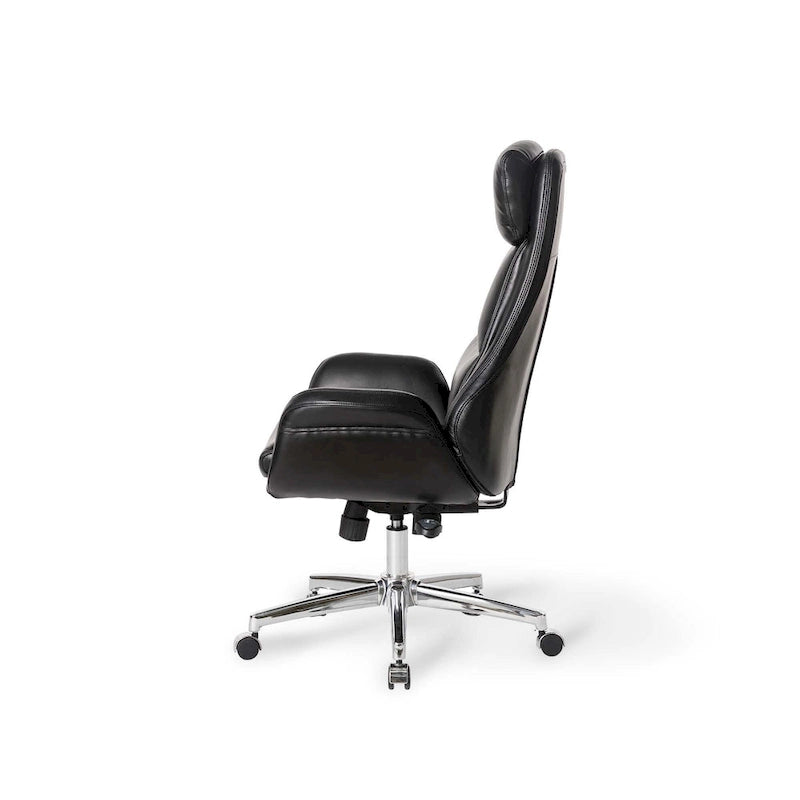 Sedia da ufficio direzionale in similpelle con schienale alto, schienale regolabile 87-106°, girevole a 360°, 125 kg