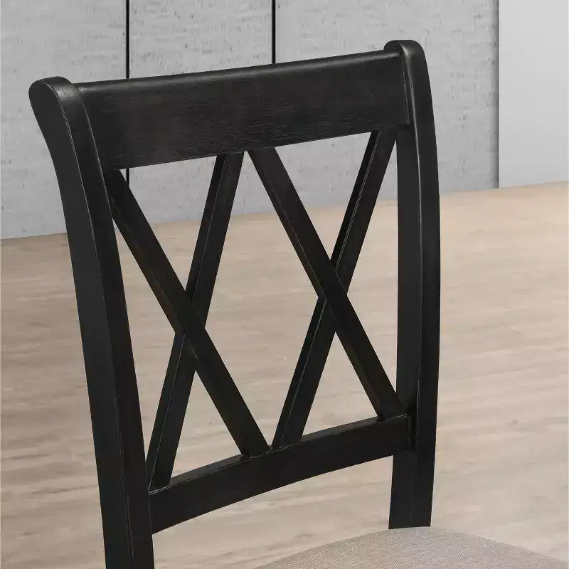 Roundhill Furniture Windvale Fabric Upholstered Dining Chair in Black, Set of 2