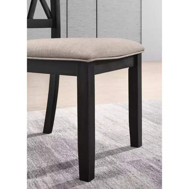 Roundhill Furniture Windvale Fabric Upholstered Dining Chair in Black, Set of 2