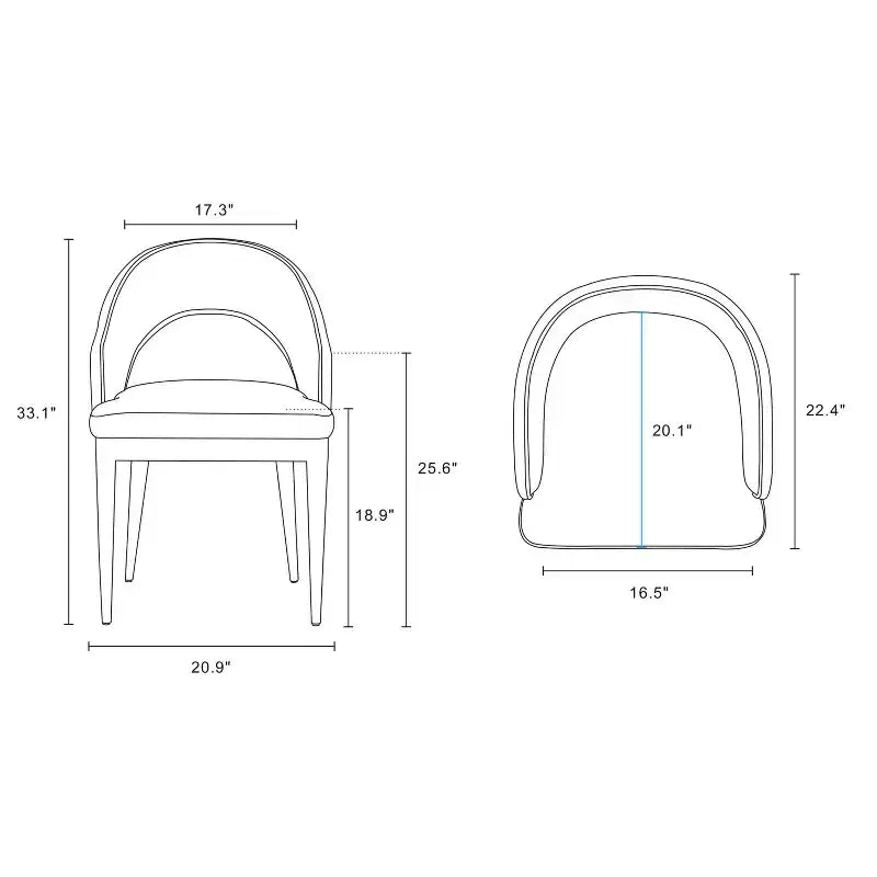 Manhattan Comfort Set of 2 Carrington Modern Velvet Upholstered Dining Armchairs