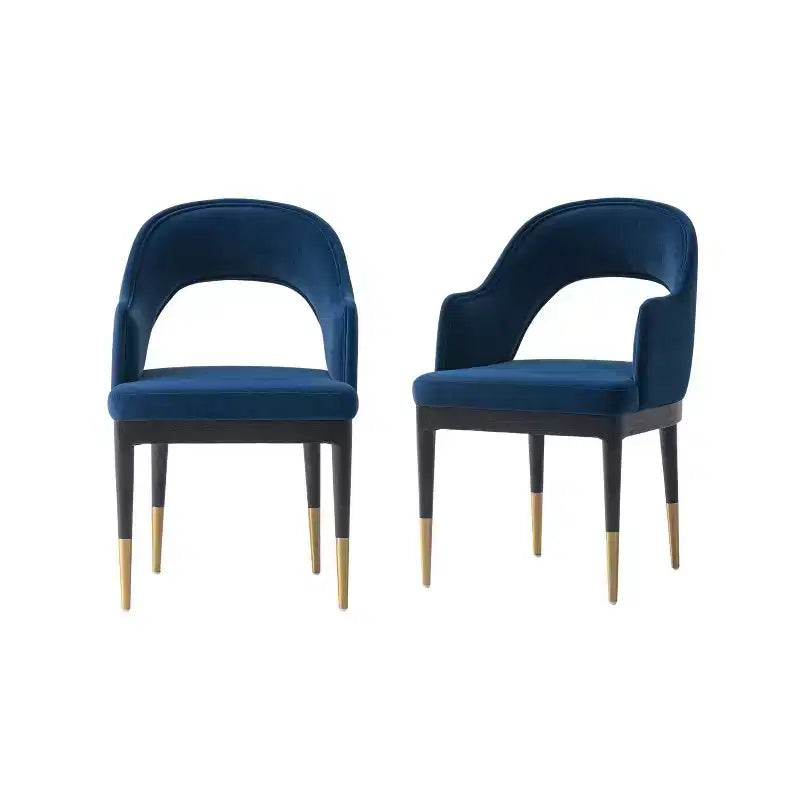 Manhattan Comfort Set of 2 Carrington Modern Velvet Upholstered Dining Armchairs