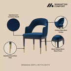 Manhattan Comfort Set of 2 Carrington Modern Velvet Upholstered Dining Armchairs