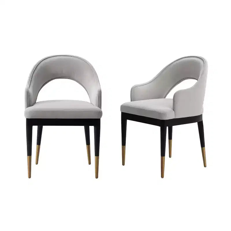 Manhattan Comfort Set of 2 Carrington Modern Velvet Upholstered Dining Armchairs