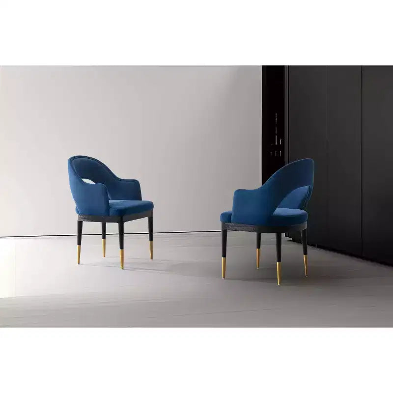 Manhattan Comfort Set of 2 Carrington Modern Velvet Upholstered Dining Armchairs