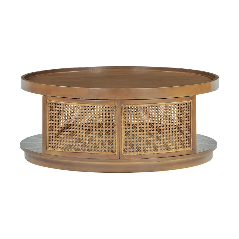 Tavolino rotondo in canna da zucchero con lati in PE Rattan