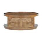 Tavolino rotondo in canna da zucchero con lati in PE Rattan