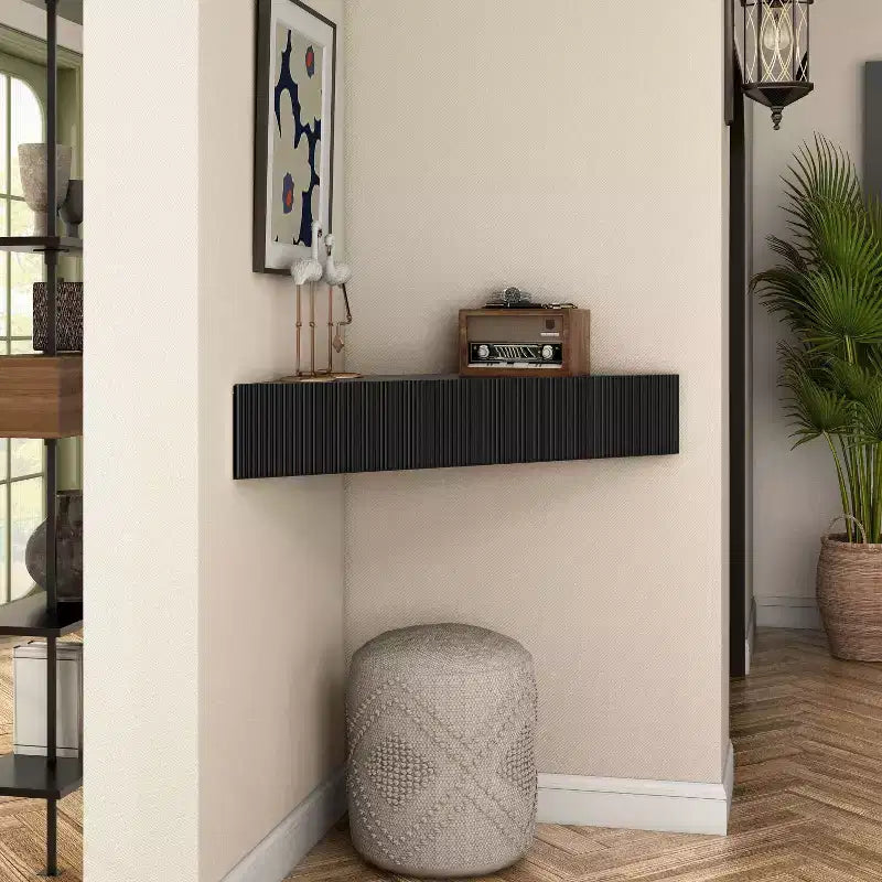 HOMES: Inside + Out Vondal Mid-Century Modern 3 Shelf Corner Floating Console TV Stand for TVs up to 50"