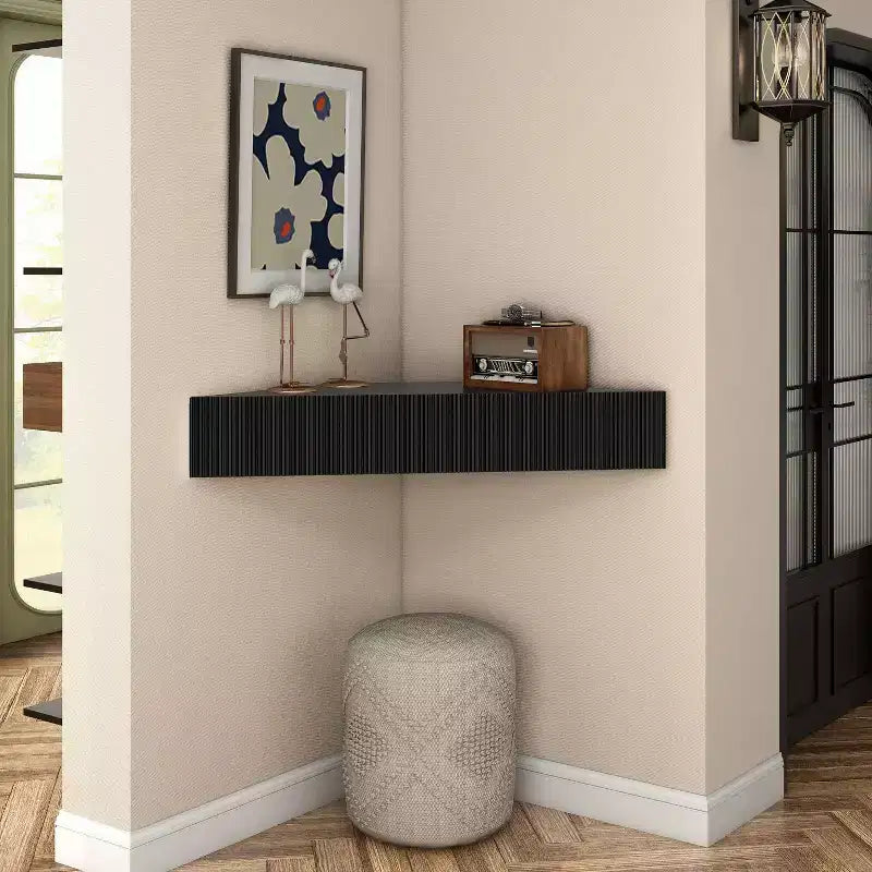 HOMES: Inside + Out Vondal Mid-Century Modern 3 Shelf Corner Floating Console TV Stand for TVs up to 50"