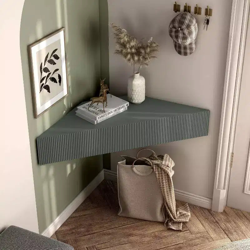 HOMES: Inside + Out Vondal Mid-Century Modern 3 Shelf Corner Floating Console TV Stand for TVs up to 50"