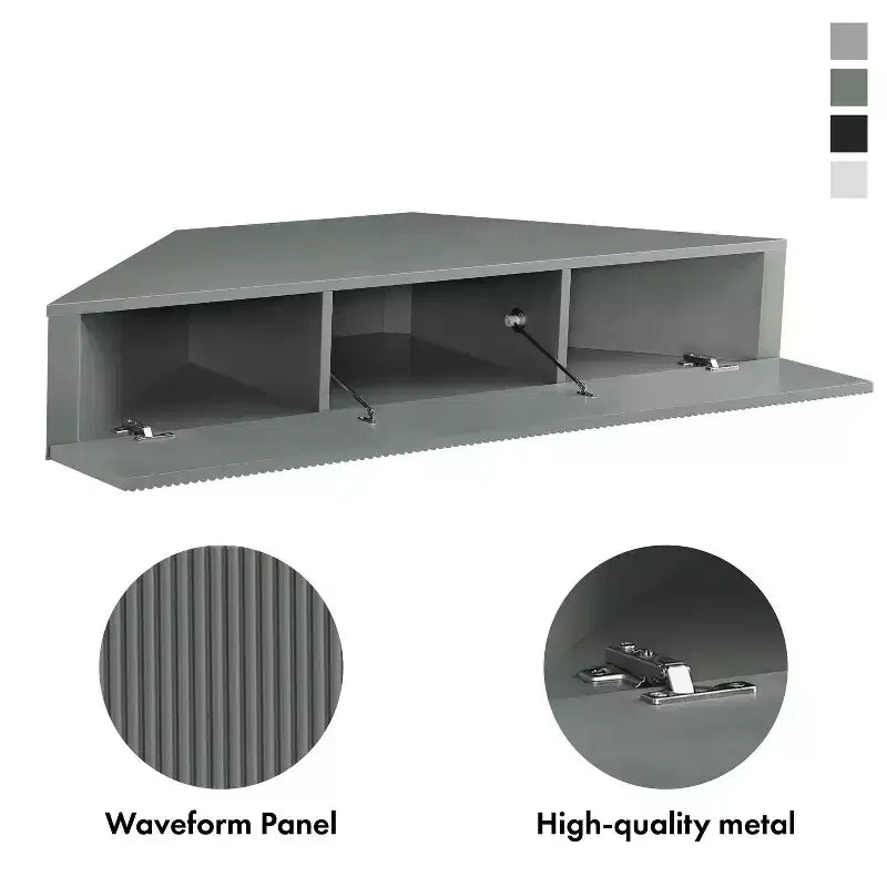HOMES: Inside + Out Vondal Mid-Century Modern 3 Shelf Corner Floating Console TV Stand for TVs up to 50"
