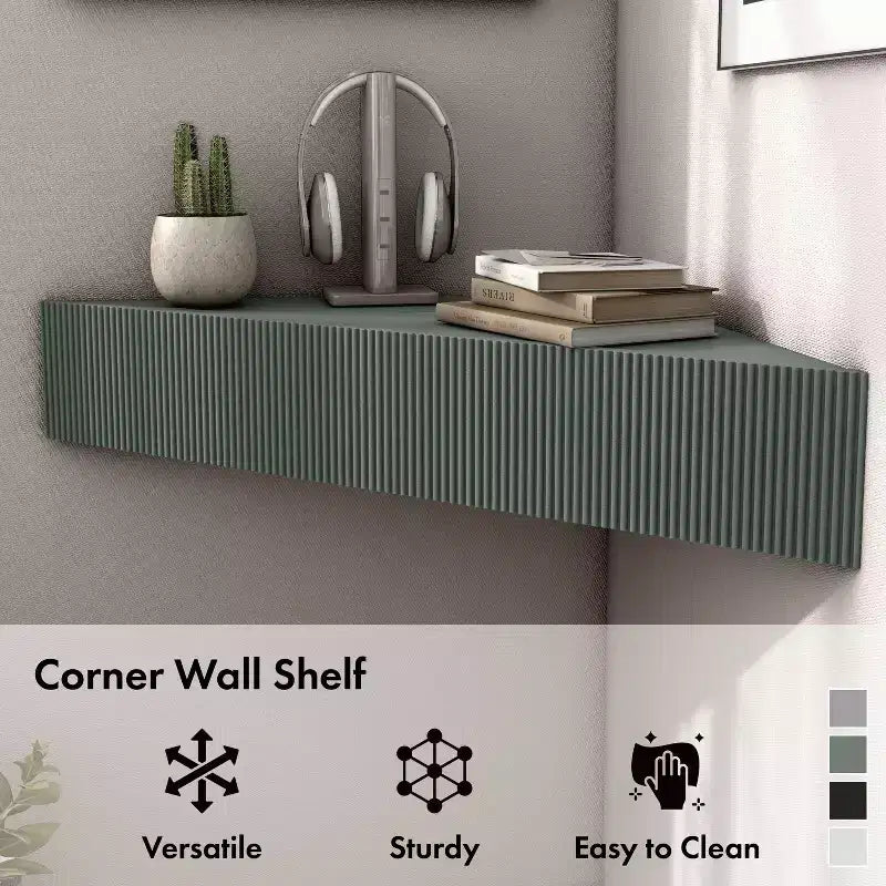 HOMES: Inside + Out Vondal Mid-Century Modern 3 Shelf Corner Floating Console TV Stand for TVs up to 50"