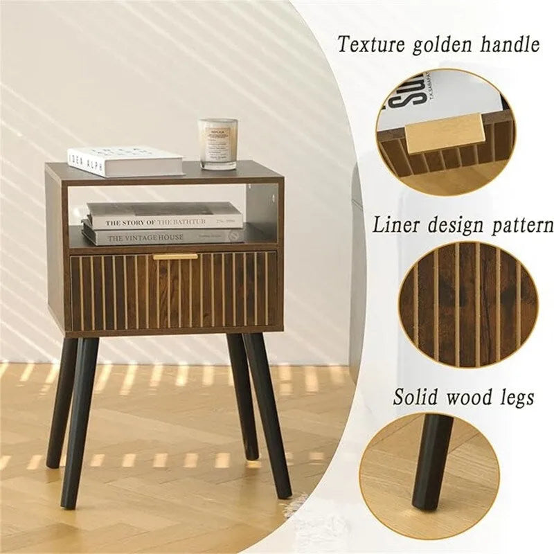Comodino Piccolo in Legno con Cassetto - 30P x 40L x 60A cm