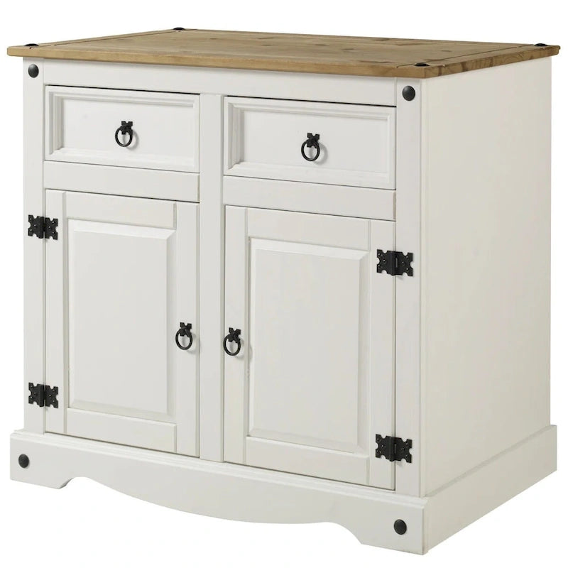 OS Home and Office Furniture Modello COW915 Credenza in Legno Serie Cottage, Bianco Decapato