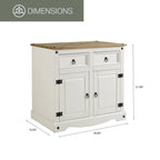 OS Home and Office Furniture Modello COW915 Credenza in Legno Serie Cottage, Bianco Decapato