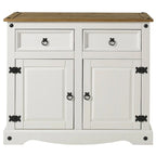 OS Home and Office Furniture Modello COW915 Credenza in Legno Serie Cottage, Bianco Decapato