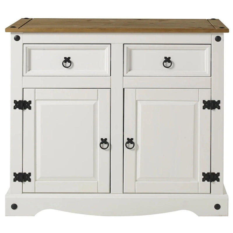 OS Home and Office Furniture Modello COW915 Credenza in Legno Serie Cottage, Bianco Decapato