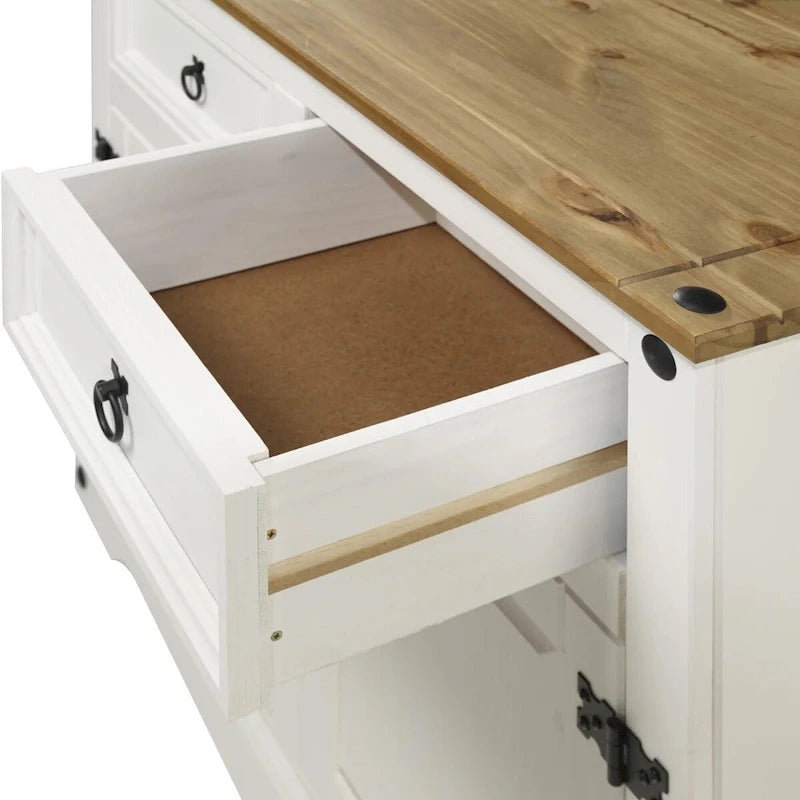 OS Home and Office Furniture Modello COW915 Credenza in Legno Serie Cottage, Bianco Decapato