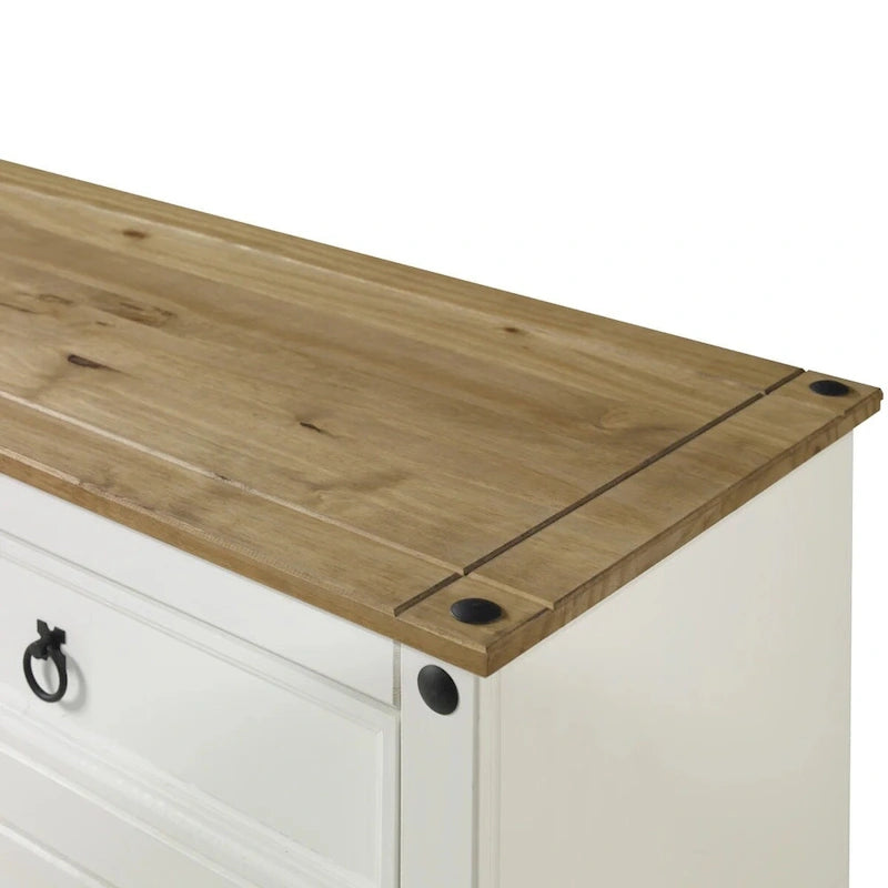 OS Home and Office Furniture Modello COW915 Credenza in Legno Serie Cottage, Bianco Decapato