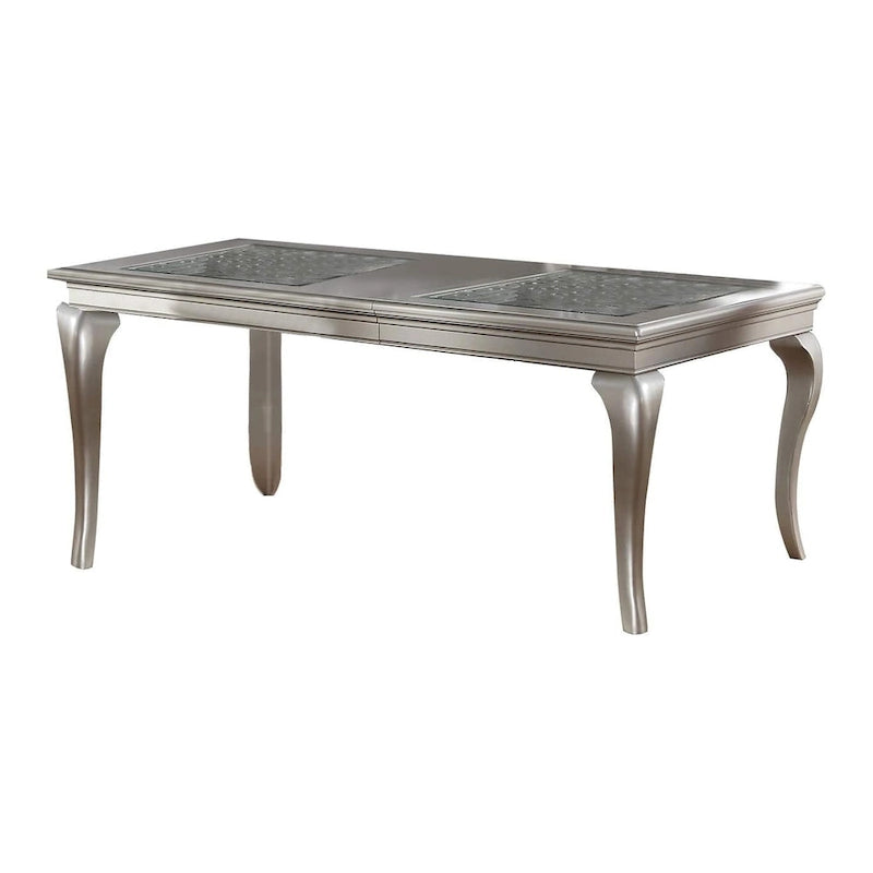 Tavolo da Pranzo Estensibile Reme da 170-213 cm, 6 Posti, Vetro Argento e Legno