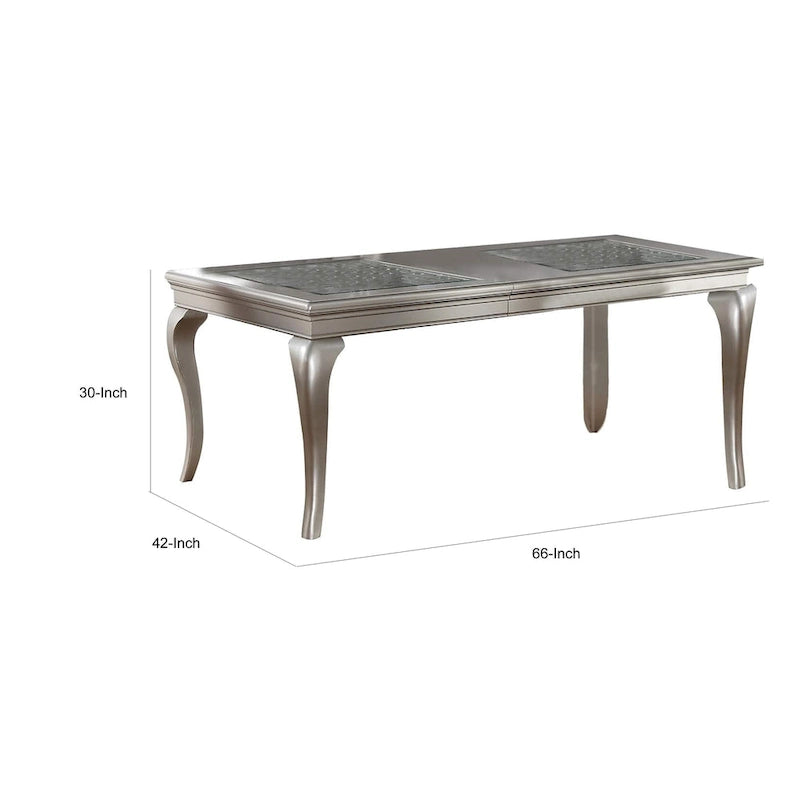 Tavolo da Pranzo Estensibile Reme da 170-213 cm, 6 Posti, Vetro Argento e Legno