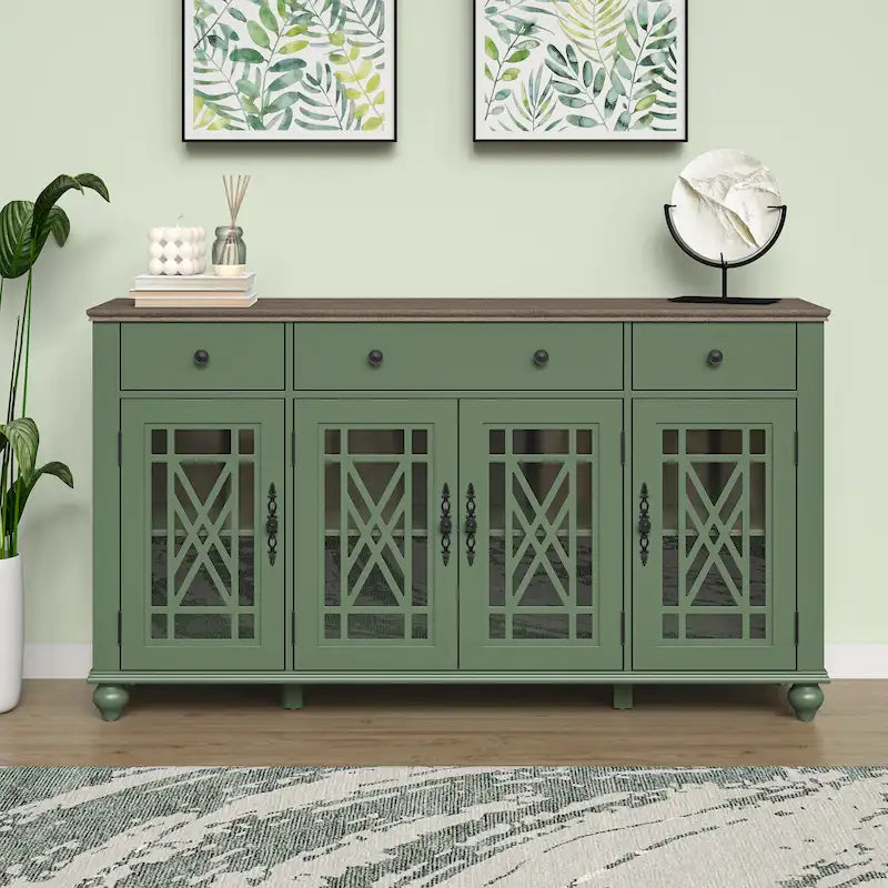 Mobile credenza/buffet da cucina in stile vintage con cassetti, larghezza 63 pollici