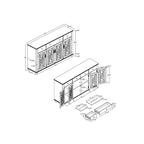 Mobile credenza/buffet da cucina in stile vintage con cassetti, larghezza 63 pollici