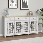 Mobile credenza/buffet da cucina in stile vintage con cassetti, larghezza 63 pollici
