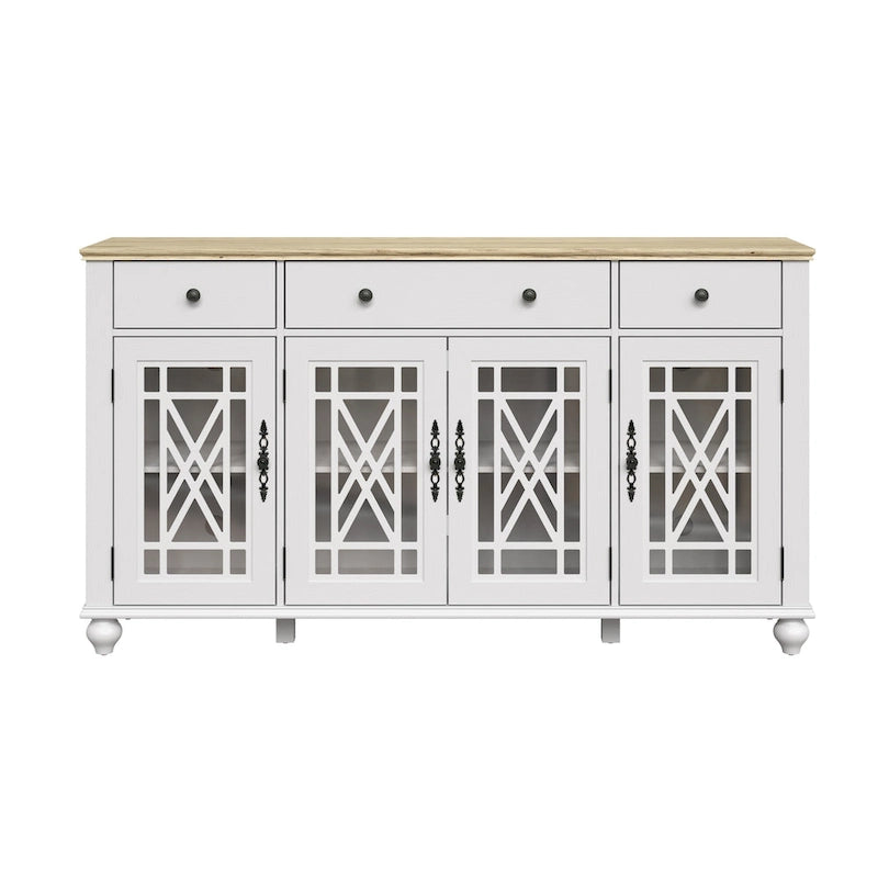 Mobile credenza/buffet da cucina in stile vintage con cassetti, larghezza 63 pollici