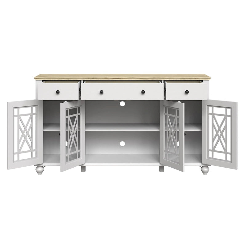 Mobile credenza/buffet da cucina in stile vintage con cassetti, larghezza 63 pollici