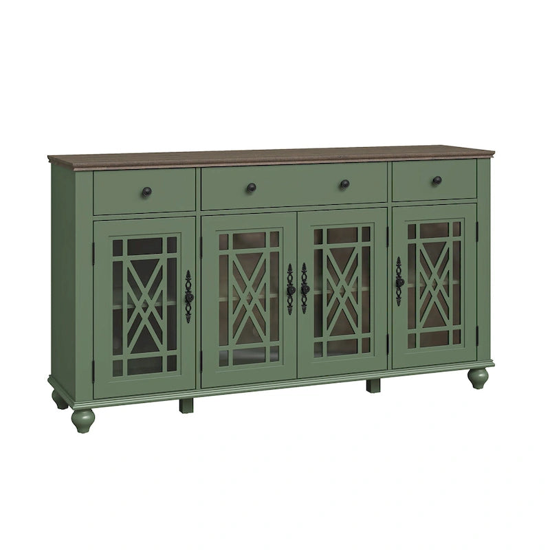 Mobile credenza/buffet da cucina in stile vintage con cassetti, larghezza 63 pollici