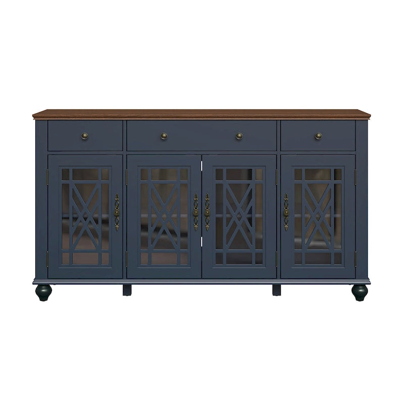 Mobile credenza/buffet da cucina in stile vintage con cassetti, larghezza 63 pollici